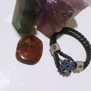 Magnolia and Vine | Black Bracelet Blue Snap